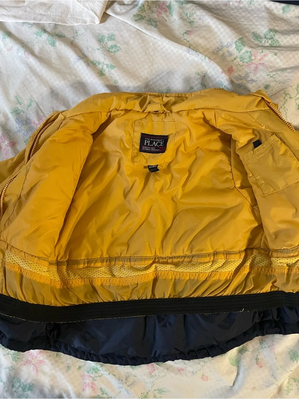The Children's Place Yellow, Navy & Gray Colorblock Puffer Jacket